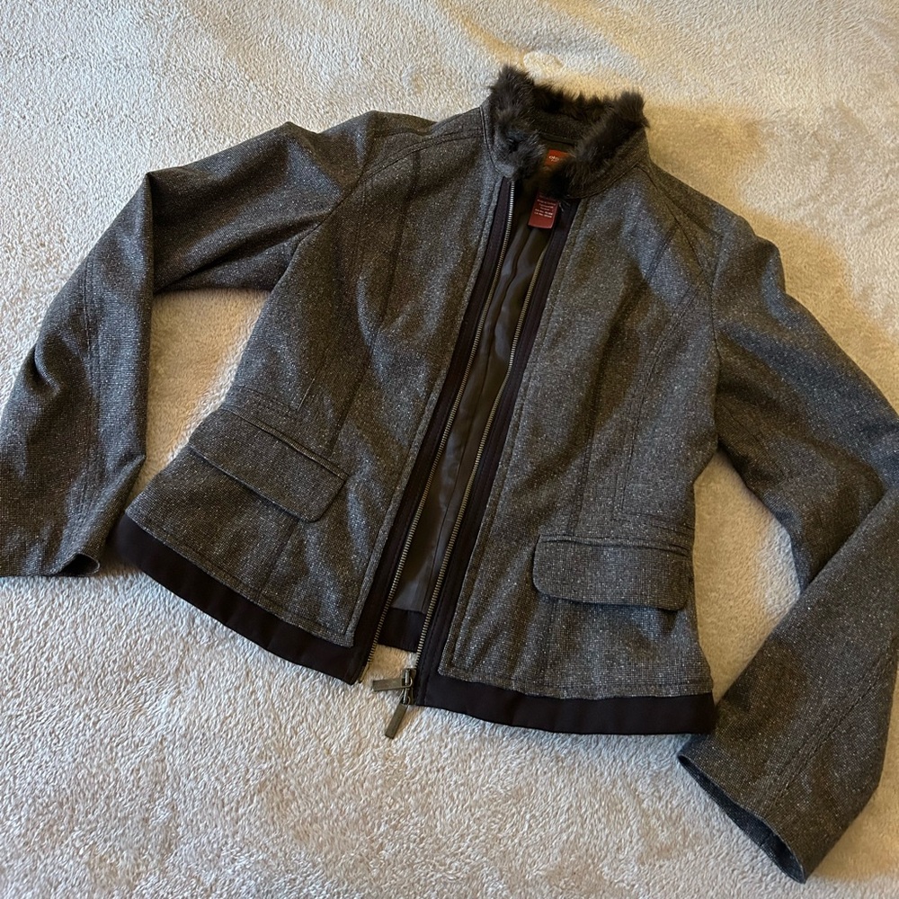 Olsen Europe Fur Trim Wool Jacket
